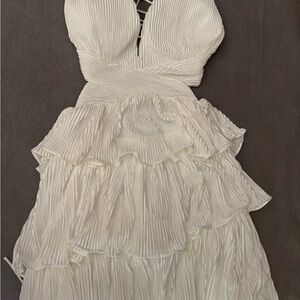 Lulu's White Backless Pleated Dress